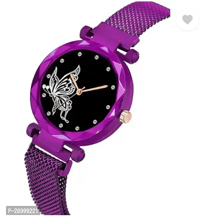 Fashionable Purple Dial Metal Analog Watch For Women-thumb4