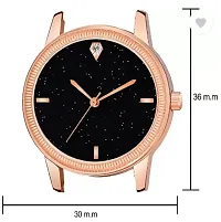 Fashionable Black Dial Genuine Leather Analog Watch For Women-thumb3