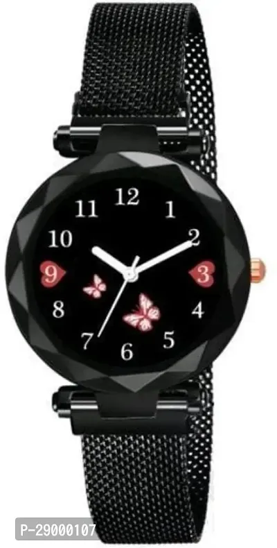 Fashionable Black Dial Metal Analog Watch For Women-thumb2