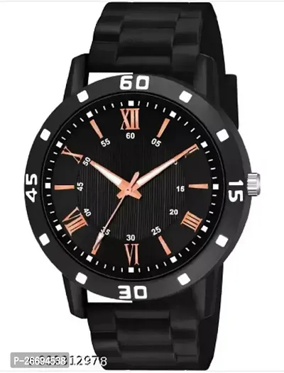 Stylish PU Black Analog Watch For Men-thumb0