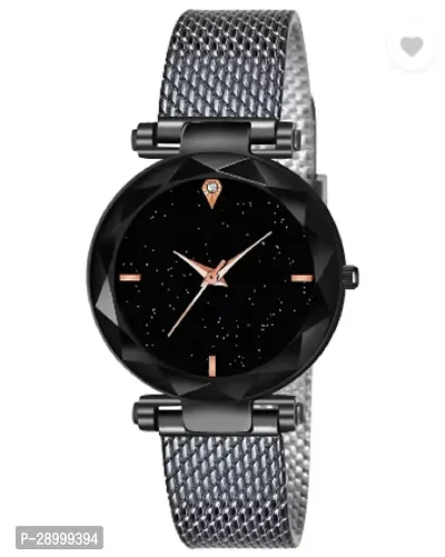 Fashionable Black Dial PU Analog Watch For Women-thumb2