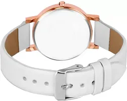 Fashionable White Dial Genuine Leather Analog Watch For Women-thumb3