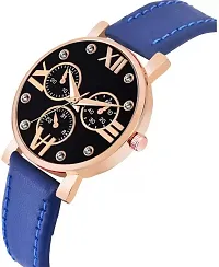 Fashionable Black Dial Genuine Leather Analog Watch For Women-thumb2