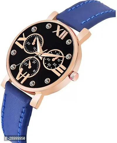 Fashionable Black Dial Genuine Leather Analog Watch For Women-thumb3