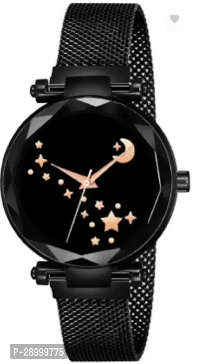 Fashionable Black Dial Metal Analog Watch For Women-thumb0