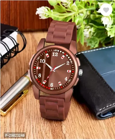 Stylish Red PU Analog Watches For Men-thumb2