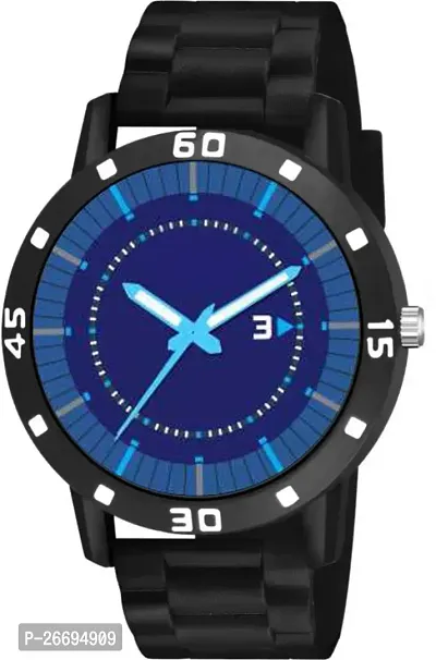 Stylish PU Blue Analog Watch For Men-thumb2