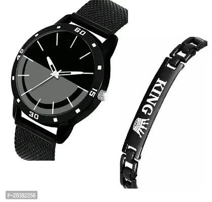 Stylish PU Analog Watch With Bracelet For Men-thumb2