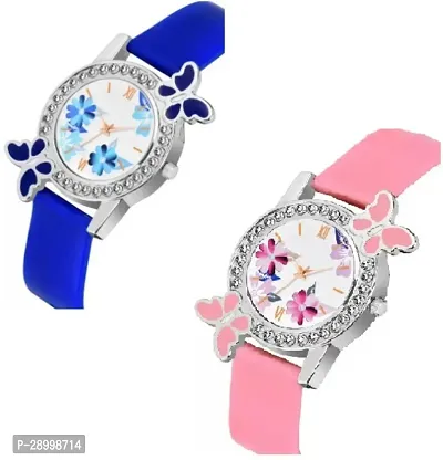 Stylish PU White Dial Analog Watches Combo Pack Of 2-thumb2