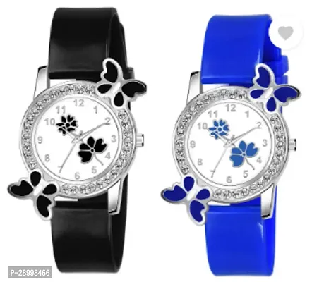 Fashionable White Dial PU Analog Watches Combo Pack Of 2-thumb0