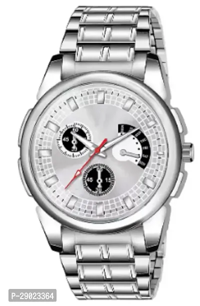 Stylish Silver Metal Analog Watches For Men-thumb0