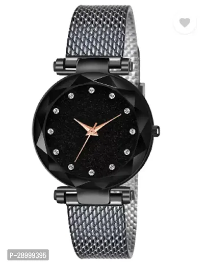 Fashionable Black Dial PU Analog Watch For Women-thumb2