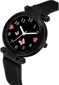 Fashionable Black Dial Metal Analog Watch For Women-thumb2