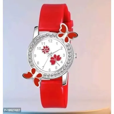 Stylish Red PU Analog Watches For Women And Girls-thumb0