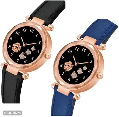 Stylish Genuine Leather Black Dial Analog Watches Combo Pack Of 2-thumb2