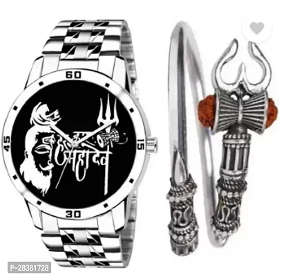 Stylish Metal Analog Watch With Bracelet For Men-thumb0