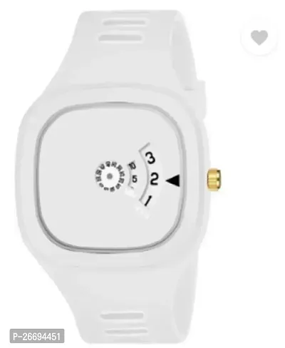 Stylish PU White Analog Watch For Men-thumb0