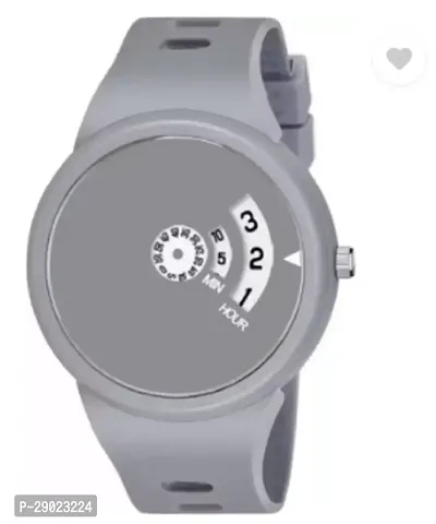 Stylish Grey PU Analog Watches For Men-thumb0