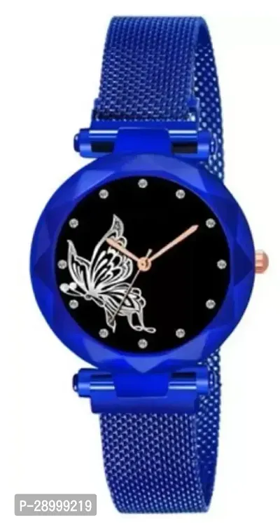 Fashionable Blue Dial Metal Analog Watch For Women-thumb2