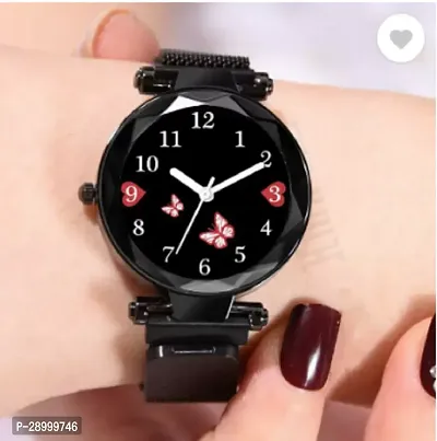 Fashionable Black Dial Metal Analog Watch For Women-thumb0