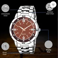 Stylish Metal Analog Watch With Bracelet For Men-thumb4