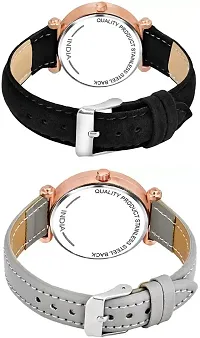 Stylish Genuine Leather Black Dial Analog Watches Combo Pack Of 2-thumb2