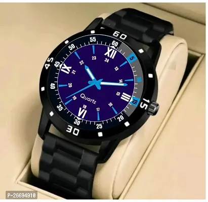 Stylish PU Blue Analog Watch For Men-thumb0