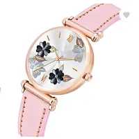 Fashionable White Dial Genuine Leather Analog Watch For Women-thumb2