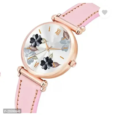 Fashionable White Dial Genuine Leather Analog Watch For Women-thumb3