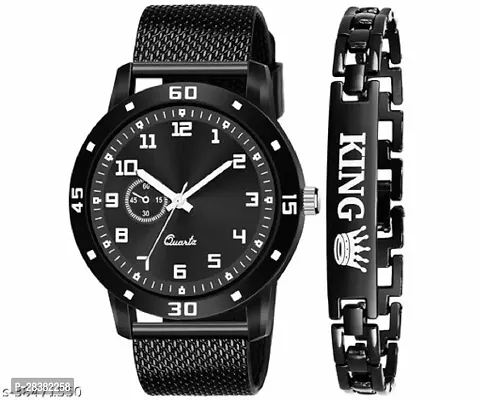 Stylish PU Analog Watch With Bracelet For Men-thumb0