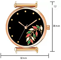 Fashionable Black Dial Genuine Leather Analog Watch For Women-thumb2