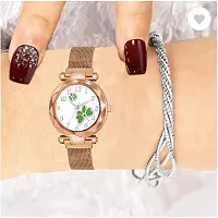 Fashionable White Dial Metal Analog Watch For Women-thumb1