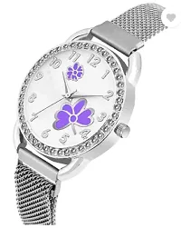 Fashionable White Dial Metal Analog Watch For Women-thumb1