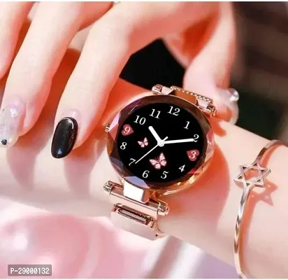 Fashionable Black Dial Metal Analog Watch For Women-thumb0