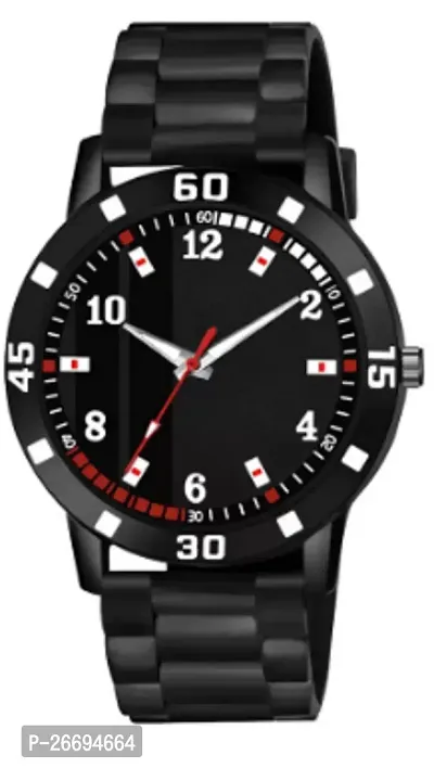 Stylish PU Black Analog Watch For Men-thumb0