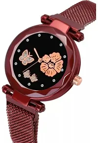 Fashionable Black Dial Metal Analog Watch For Women-thumb2