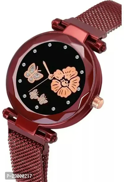 Fashionable Black Dial Metal Analog Watch For Women-thumb3