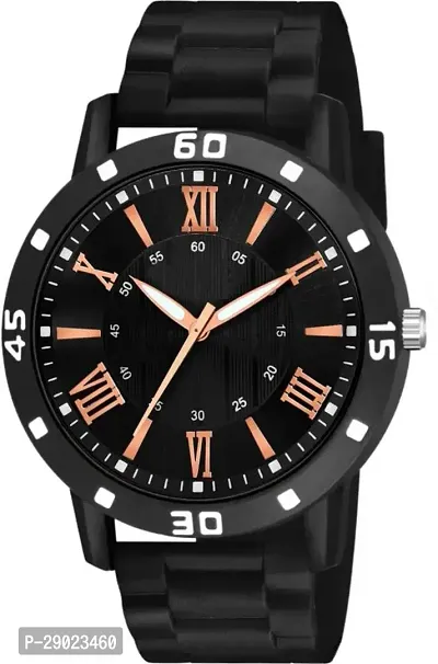 Stylish Black PU Analog Watches For Men-thumb2