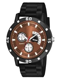 Stylish Black PU Analog Watches For Men-thumb1