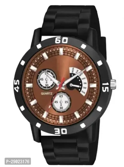 Stylish Black PU Analog Watches For Men-thumb2