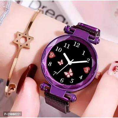 Fashionable Black Dial Metal Analog Watch For Women