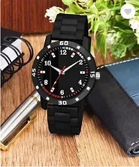 Stylish Black PU Analog Watches For Men-thumb1