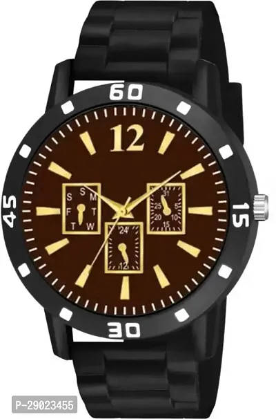 Stylish Black PU Analog Watches For Men-thumb2