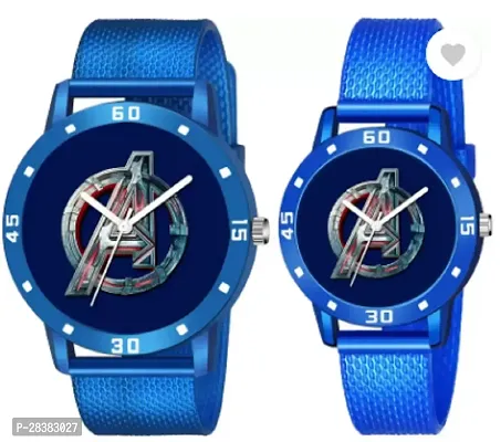 Modern Blue PU Analog Watches For Couple Pack Of 2-thumb0