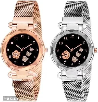 Stylish Metal Black Dial Analog Watches Combo Pack Of 2-thumb0