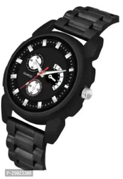 Stylish Black PU Analog Watches For Men-thumb2