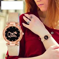 Stylish Rose Gold PU Analog Watches For Women And Girls-thumb1