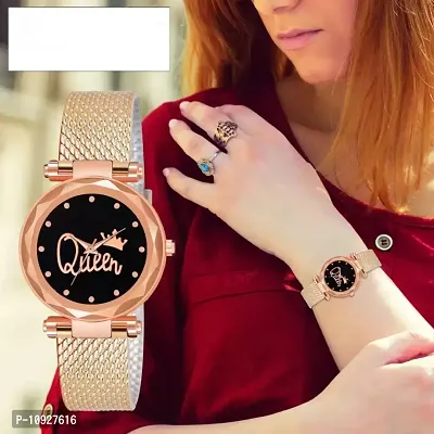 Stylish Rose Gold PU Analog Watches For Women And Girls-thumb2