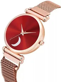 Fashionable Red Dial Metal Analog Watch For Women-thumb2