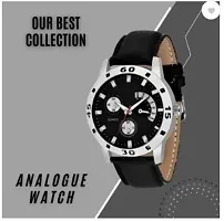 Stylish Genuine Leather Black Analog Watch For Men-thumb1